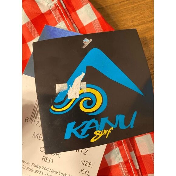 Kanu Surf XXL mens NWT St. Moritz Swim Trunks red white plaid shorts - Picture 4 of 7